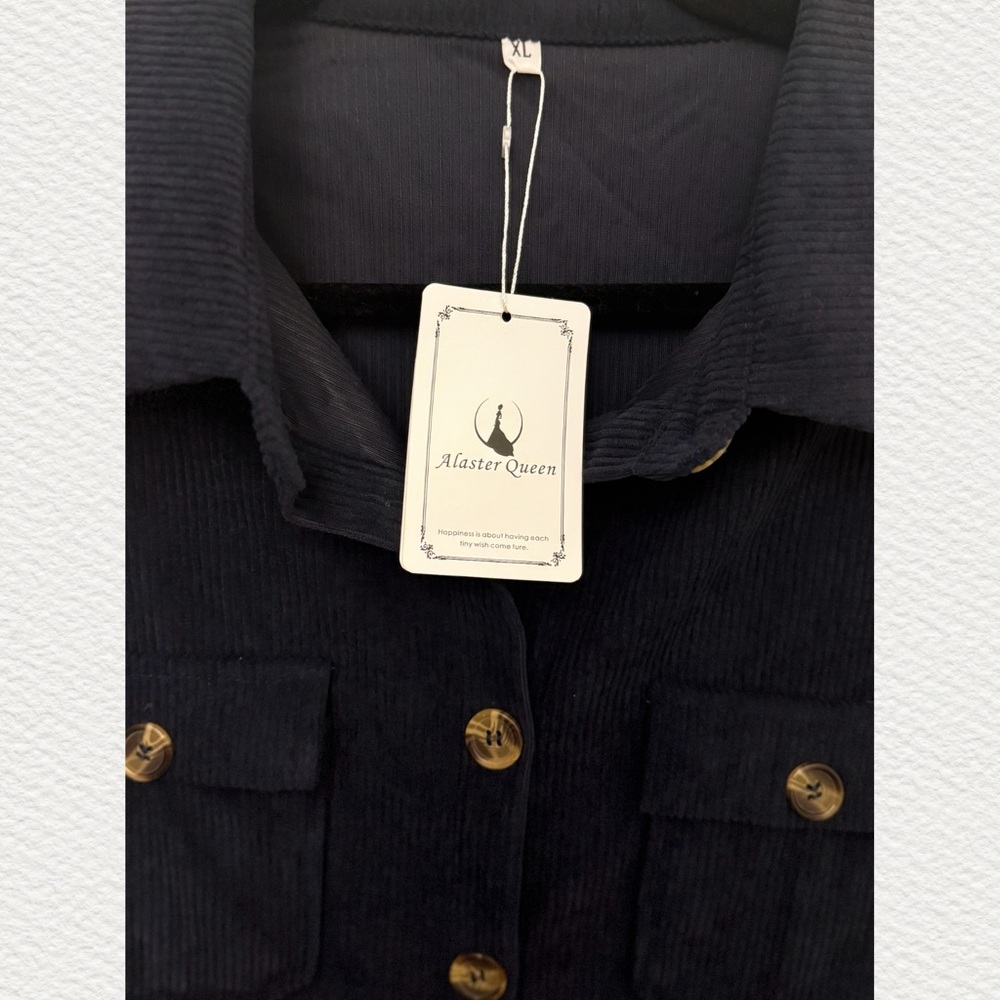 Navy Blue Button-Up Shirt Dress - Alaster Queen, Size XL - Picture 4 of 5